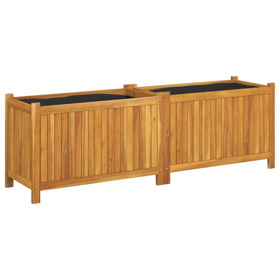 Garden Planter with Liner 153x38.5x50 cm Solid Wood Acacia