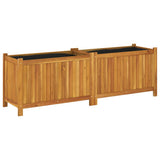 Garden Planter with Liner 153x38.5x50 cm Solid Wood Acacia - Close-Up Angle