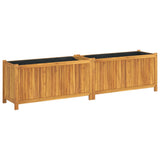 Garden Planter with Liner 199x38.5x50 cm Solid Wood Acacia - Front View