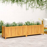 Garden Planter with Liner 199x38.5x50 cm Solid Wood Acacia - Side View