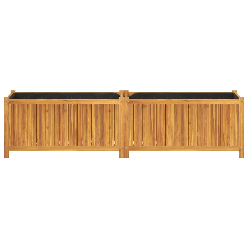 Garden Planter with Liner 199x38.5x50 cm Solid Wood Acacia
