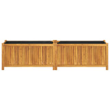 Garden Planter with Liner 199x38.5x50 cm Solid Wood Acacia - Top-Down View