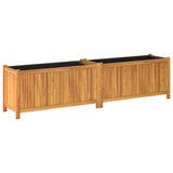 Garden Planter with Liner 199x38.5x50 cm Solid Wood Acacia - Close-Up Angle
