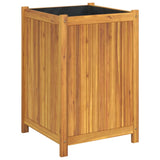 Garden Planter with Liner 50x50x75 cm Solid Wood Acacia - Front View