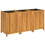 Garden Planter with Liner 150x50x75 cm Solid Wood Acacia - Front View