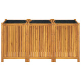 Garden Planter with Liner 150x50x75 cm Solid Wood Acacia