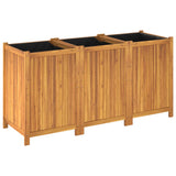 Garden Planter with Liner 150x50x75 cm Solid Wood Acacia - Close-Up Angle