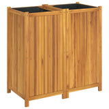 Garden Planter with Liner 100x50x100 cm Solid Wood Acacia - Front View
