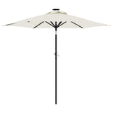 Garden Parasol with LEDs and Steel Pole White 225x225x212cm - Front View
