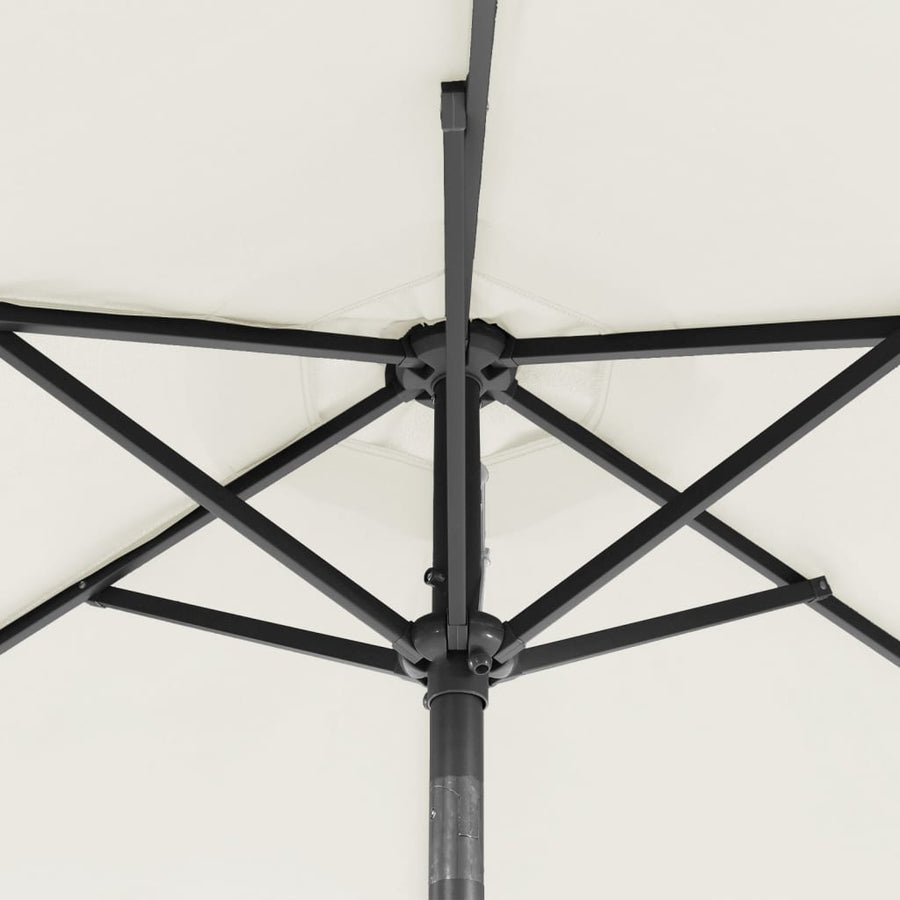 Garden Parasol with LEDs and Steel Pole White 225x225x212cm
