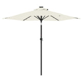 Garden Parasol with LEDs and Steel Pole White 225x225x212cm - 45-Degree Angle