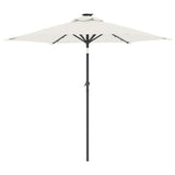 Garden Parasol with LEDs and Steel Pole White 225x225x212cm