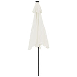 Garden Parasol with LEDs and Steel Pole White 225x225x212cm - Close-Up Angle