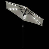 Garden Parasol with LEDs and Steel Pole White 225x225x212cm - Low Angle