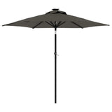 Garden Parasol with LEDs and Steel Pole Anthracite 225x225x212cm