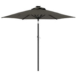 Garden Parasol with LEDs and Steel Pole Anthracite 225x225x212cm - Front View