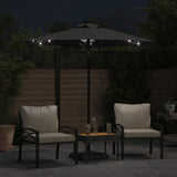 Garden Parasol with LEDs and Steel Pole Anthracite 225x225x212cm - Side View