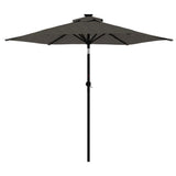 Garden Parasol with LEDs and Steel Pole Anthracite 225x225x212cm