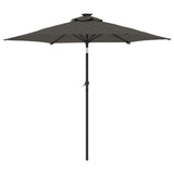 Garden Parasol with LEDs and Steel Pole Anthracite 225x225x212cm - Rear View