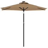 Garden Parasol with LEDs and Steel Pole Taupe 225x225x212cm - Top-Down View