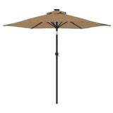 Garden Parasol with LEDs and Steel Pole Taupe 225x225x212cm - 45-Degree Angle
