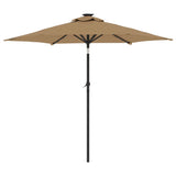 Garden Parasol with LEDs and Steel Pole Taupe 225x225x212cm - Rear View