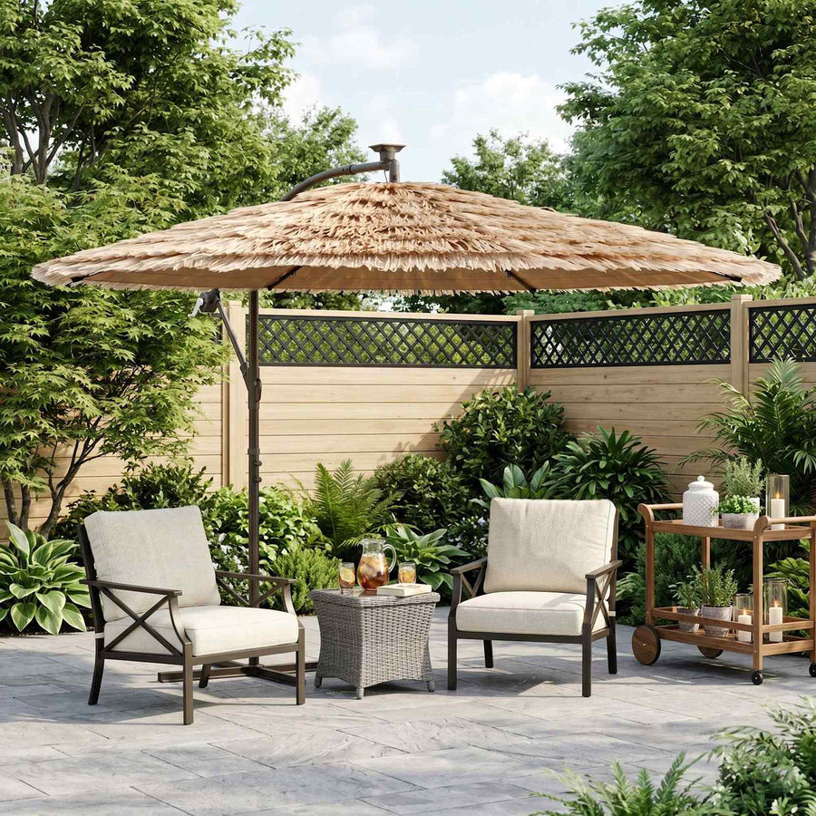 Garden Parasol with Steel Pole Brown 290x290x238 cm