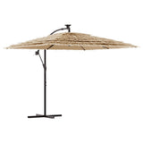 Garden Parasol with LEDs and Steel Pole Brown 246x246x230 cm - Front View