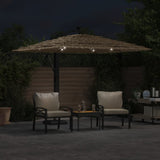 Garden Parasol with LEDs and Steel Pole Brown 246x246x230 cm - Side View