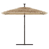 Garden Parasol with LEDs and Steel Pole Brown 246x246x230 cm