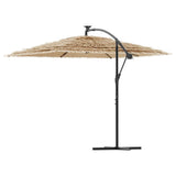 Garden Parasol with LEDs and Steel Pole Brown 246x246x230 cm - Rear View