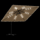 Garden Parasol with LEDs and Steel Pole Brown 246x246x230 cm - Extra Image