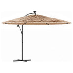 Garden Parasol with LEDs and Steel Pole Brown 269x269x235 cm