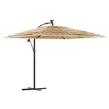 Garden Parasol with LEDs and Steel Pole Brown 269x269x235 cm - Front View