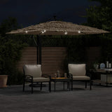 Garden Parasol with LEDs and Steel Pole Brown 269x269x235 cm