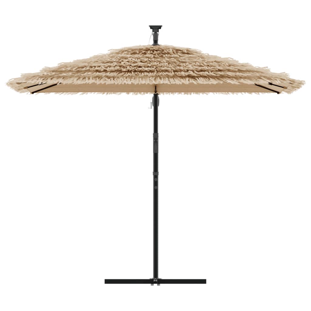 Garden Parasol with LEDs and Steel Pole Brown 269x269x235 cm