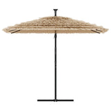 Garden Parasol with LEDs and Steel Pole Brown 269x269x235 cm - Top-Down View
