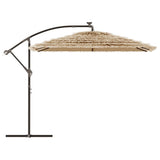 Garden Parasol with LEDs and Steel Pole Brown 269x269x235 cm - 45-Degree Angle