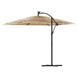 Garden Parasol with LEDs and Steel Pole Brown 269x269x235 cm - Rear View