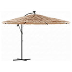 Garden Parasol with LEDs and Steel Pole Brown 269x269x235 cm