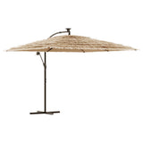 Garden Parasol with LEDs and Steel Pole Brown 290x290x238 cm - Front View