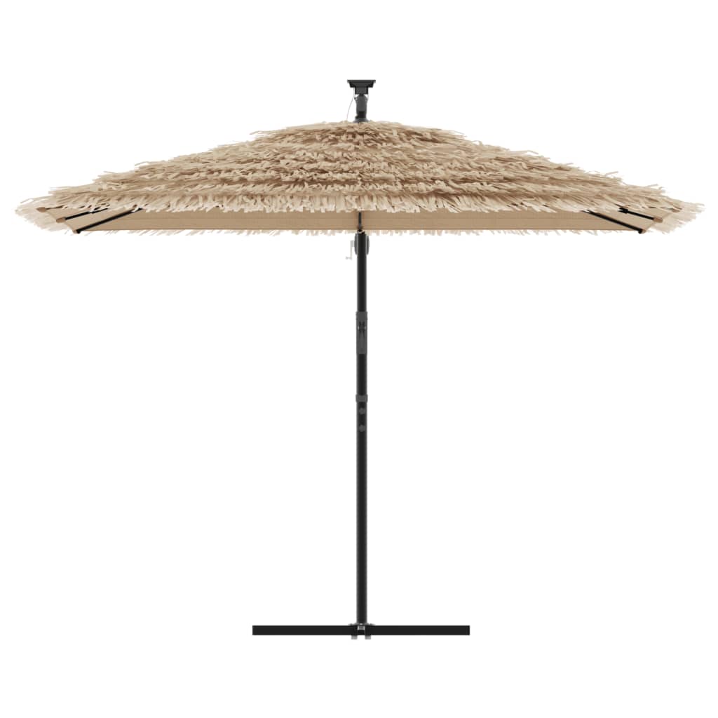 Garden Parasol with LEDs and Steel Pole Brown 290x290x238 cm