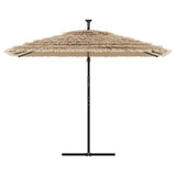 Garden Parasol with LEDs and Steel Pole Brown 290x290x238 cm