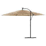 Garden Parasol with LEDs and Steel Pole Brown 290x290x238 cm - Rear View