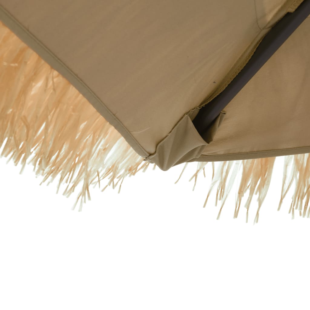 Garden Parasol with LEDs and Steel Pole Brown 290x290x238 cm