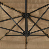 Garden Parasol with LEDs and Steel Pole Brown 290x290x238 cm - Extra Image