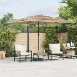 Garden Parasol with LEDs and Steel Pole Brown 290x290x238 cm