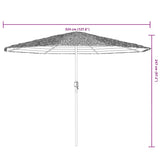 Garden Parasol with Steel Pole Brown 324x324x247 cm - Extra Image