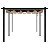 Garden Gazebo with Retractable Roof Taupe 3x6 m Aluminium - 45-Degree Angle
