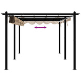 Garden Gazebo with Retractable Roof Taupe 3x6 m Aluminium - Close-Up Angle